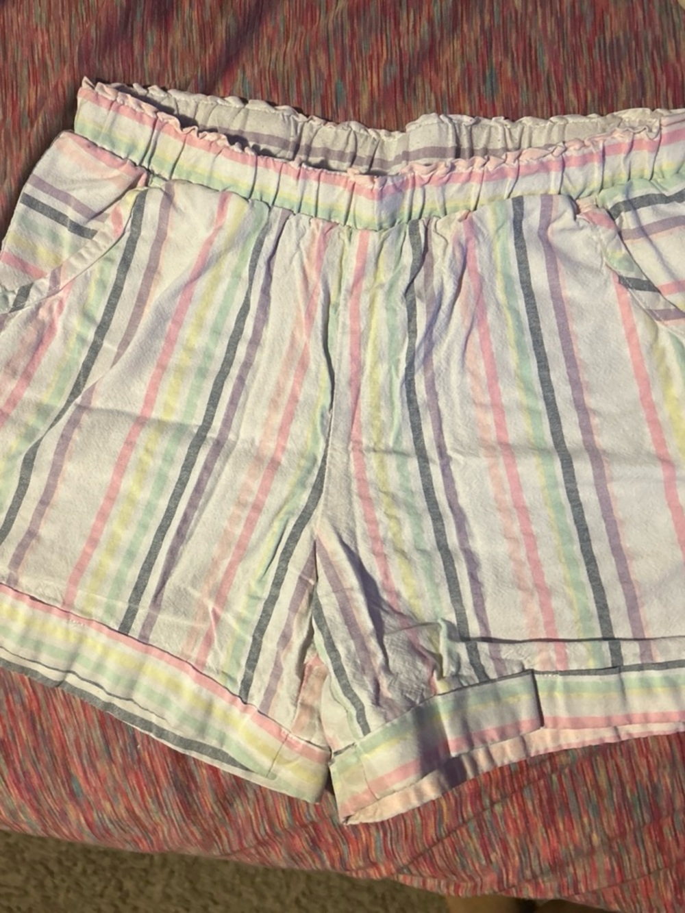 wonder nation Pastel Multicolor Striped Shorts - White Base